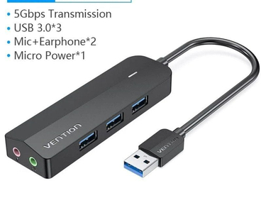 HUB 4 PUERTOS USB 3.0 3xUSB 1xMICRO USB PD GRIS VENTION