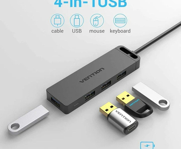 HUB 4 PUERTOS USB 3.0 4xUSB MICRO USB PD GRIS VENTION