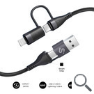 CABLE TOP 4 EN 1 60W USB-A/2xUSB-C/LIGHTNING 1 M NEGRO SUBBLIM