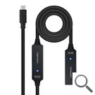 CABLE USB 3.2 Gen1 PROLONGADOR CON AMPLIFICADOR USB-C/M-H 10 M NEGRO NANOCABLE