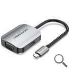ADAPTADOR CONVERSOR USB-C A VGA/H 0.15 M PLATA VENTION