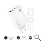 CARGADOR PARED/VIAJE 3xUSB-C + USB/A GaN 120W PD BLANCO SUBBLIM