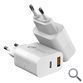CARGADOR PARED/VIAJE USB-C/PD + USB-A 20W BLANCO LEOTEC