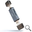 LECTOR TARJETAS USB-C 3.0  + USB-A GRIS TOOQ
