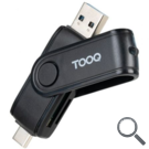 LECTOR TARJETAS USB-C 2.0 + USB-A 3.0 NEGRO TOOQ