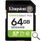 SECURE DIGITAL HC 64 GB CANVAS SELECT PLUS GEN3 CLASE10 KINGSTON