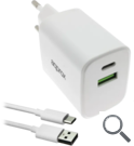 CARGADOR USB DE VIAJE/PARED 1xUSB/USB-C + CABLE USB-A A USB-C 35W BLANCO APPROX