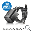 CARGADOR PARED GaN + CABLE 1.5 M USB-C + 8 CLAVIJAS HP 65W NEGRO NGS