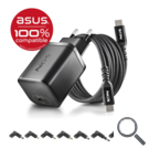 CARGADOR PARED GaN + CABLE 1.5 M USB-C + 8 CLAVIJAS ASUS 65W NEGRO NGS