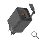 CARGADOR USB PARED USB-C + USB-A GaN 65W NEGRO MARS GAMING