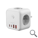 CARGADOR CUBO 3xAC + 2xUSB-C + 2xUSB-A 20W PD+GaN TYPE-F BLANCO MARS GAMING