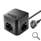 CARGADOR CUBO 3xAC + 2xUSB-C + 2xUSB-A 35W PD+GaN TYPE-F NEGRO MARS GAMING