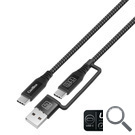 CABLE TRENZADO USB-C + A/ USB-C 3.2 Gen2 + CARGA RAPIDA 60W 1.8 M NEGRO COOLBOX